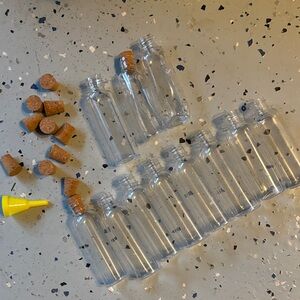 Clear Plastic Bottles with Cork Stoppers